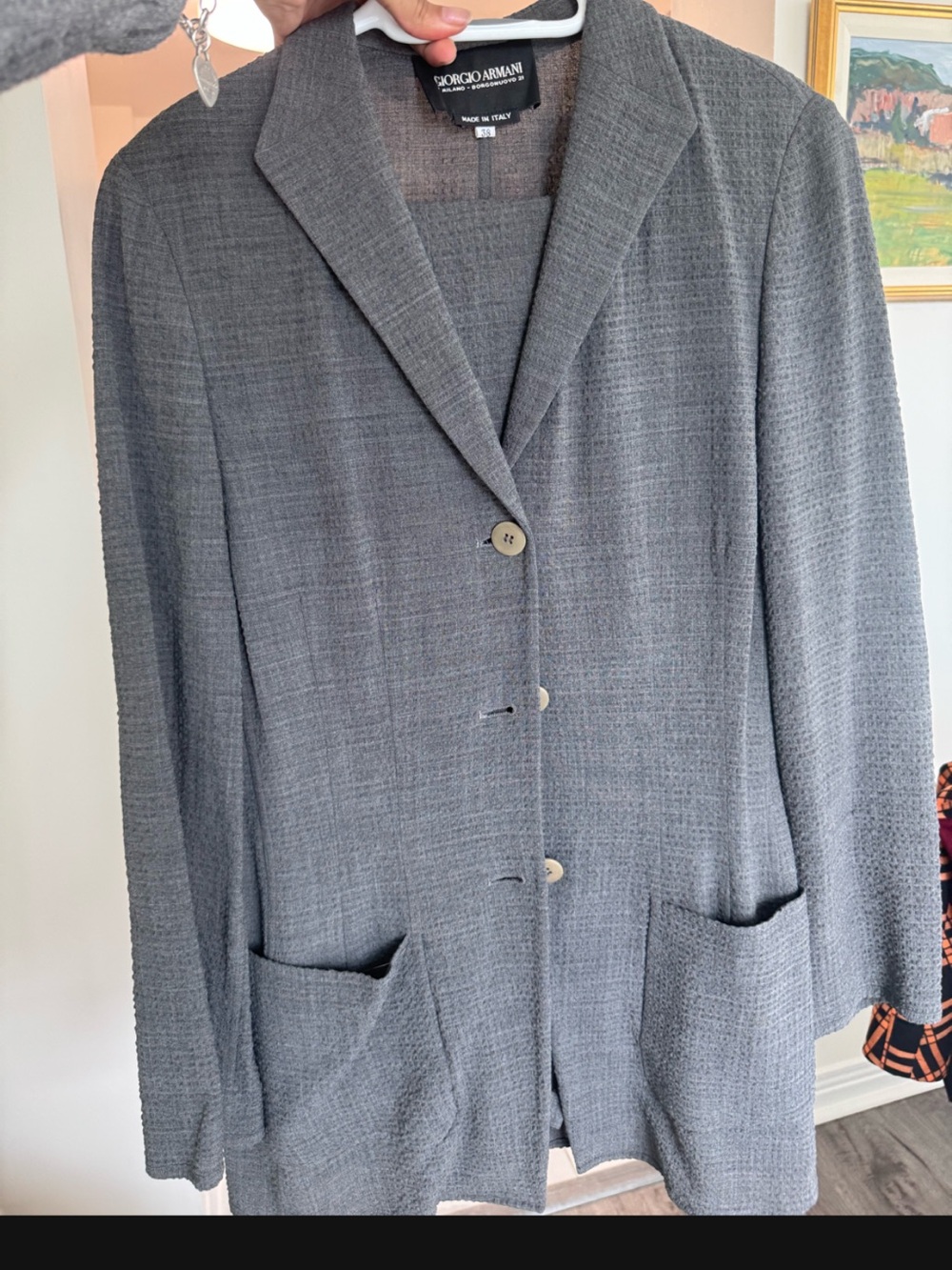 Giorgio Armani  Gray Textured Blazer
